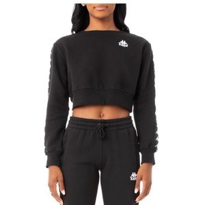 Black kappa cropped crewneck